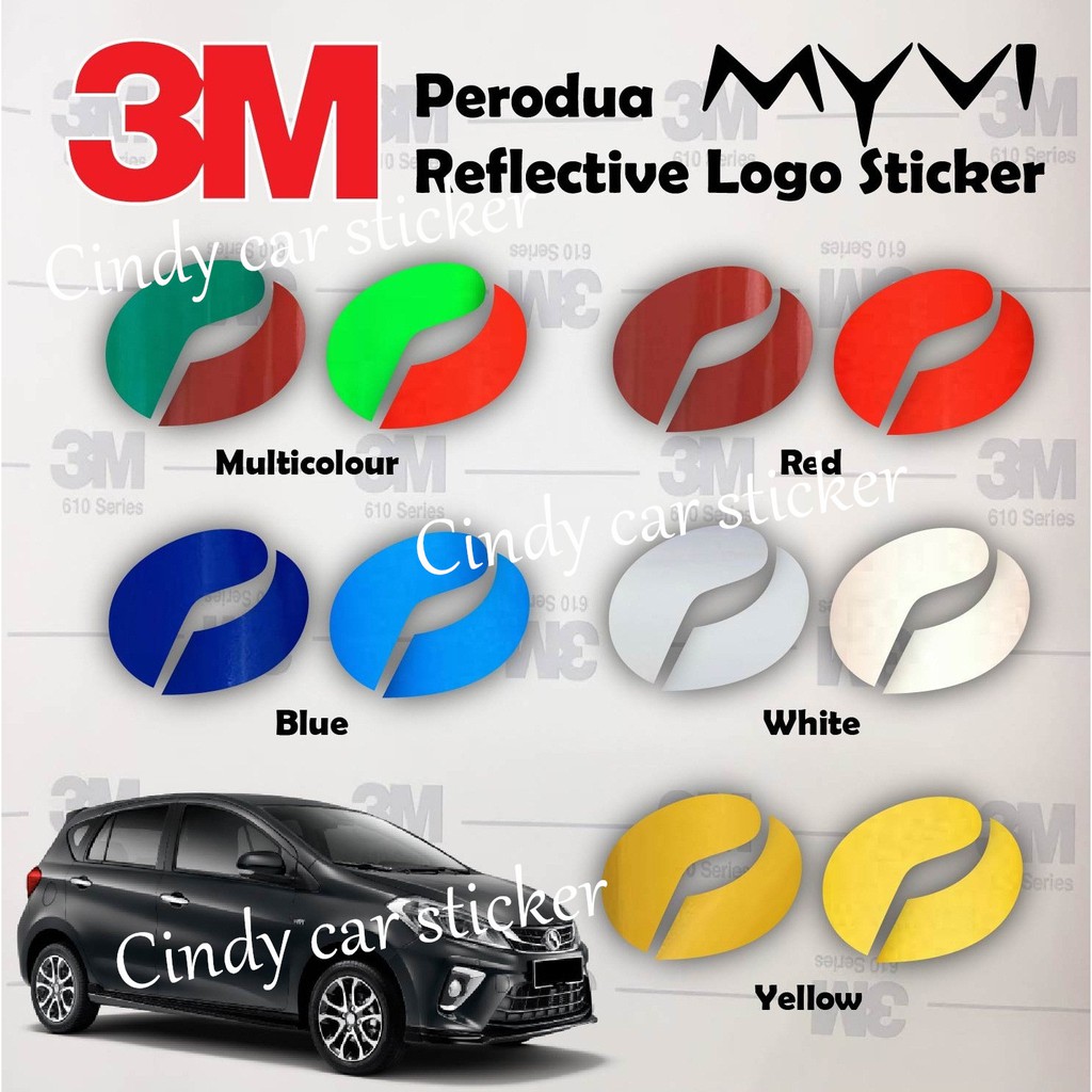 CAR 3M STICKER REFLECT FOR VIVA MYVI ALZA AXIA BEZZA LOGO 