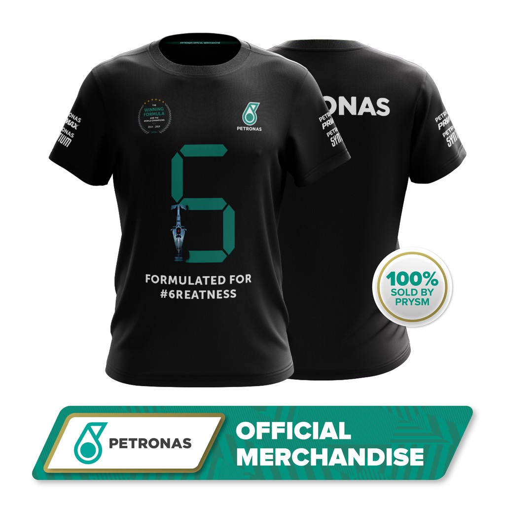 PETRONAS 6X World Champions Cotton T- Shirt - Black | Shopee Malaysia