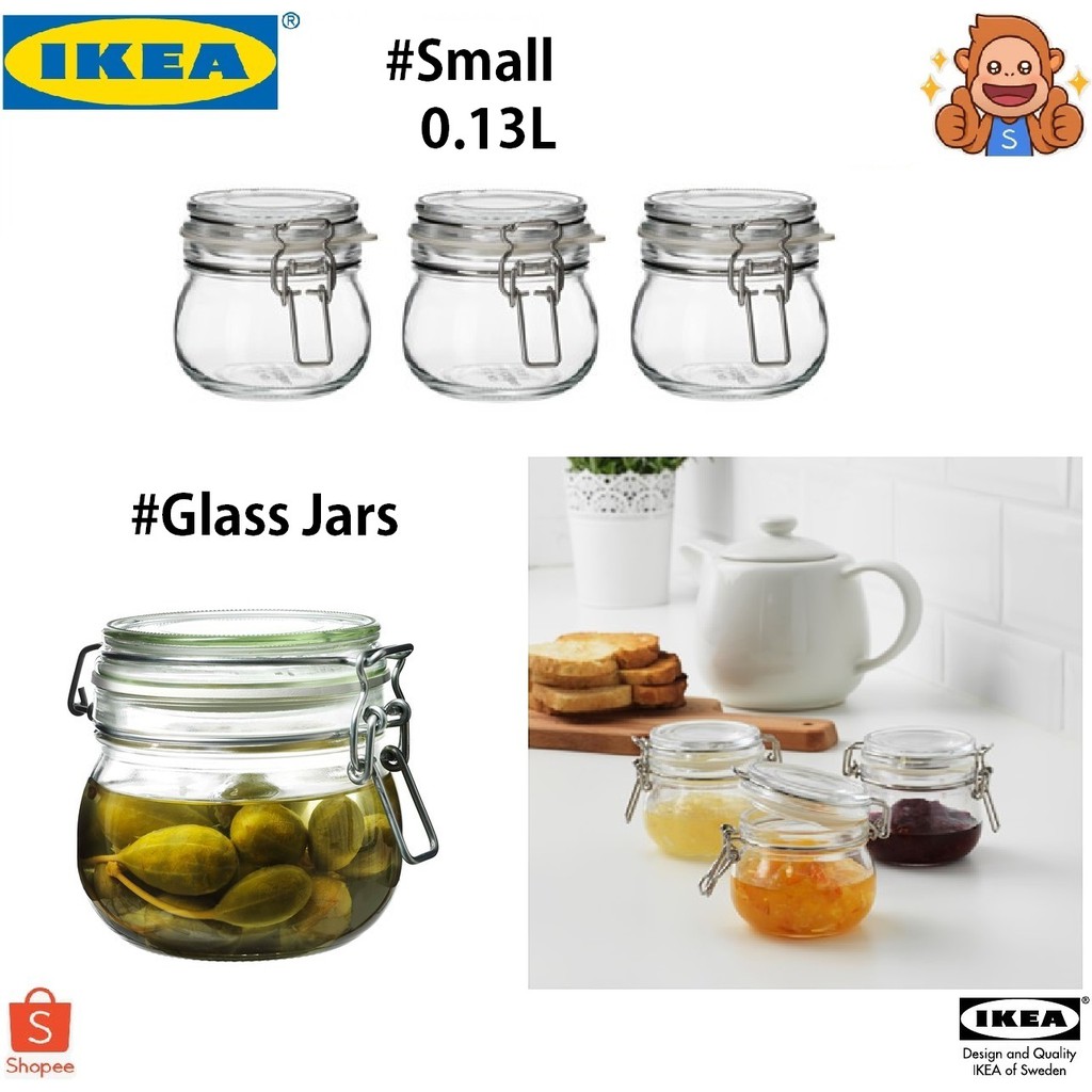 Ikea Korken Jar With Lid Food Container Clear Glass 1pcs