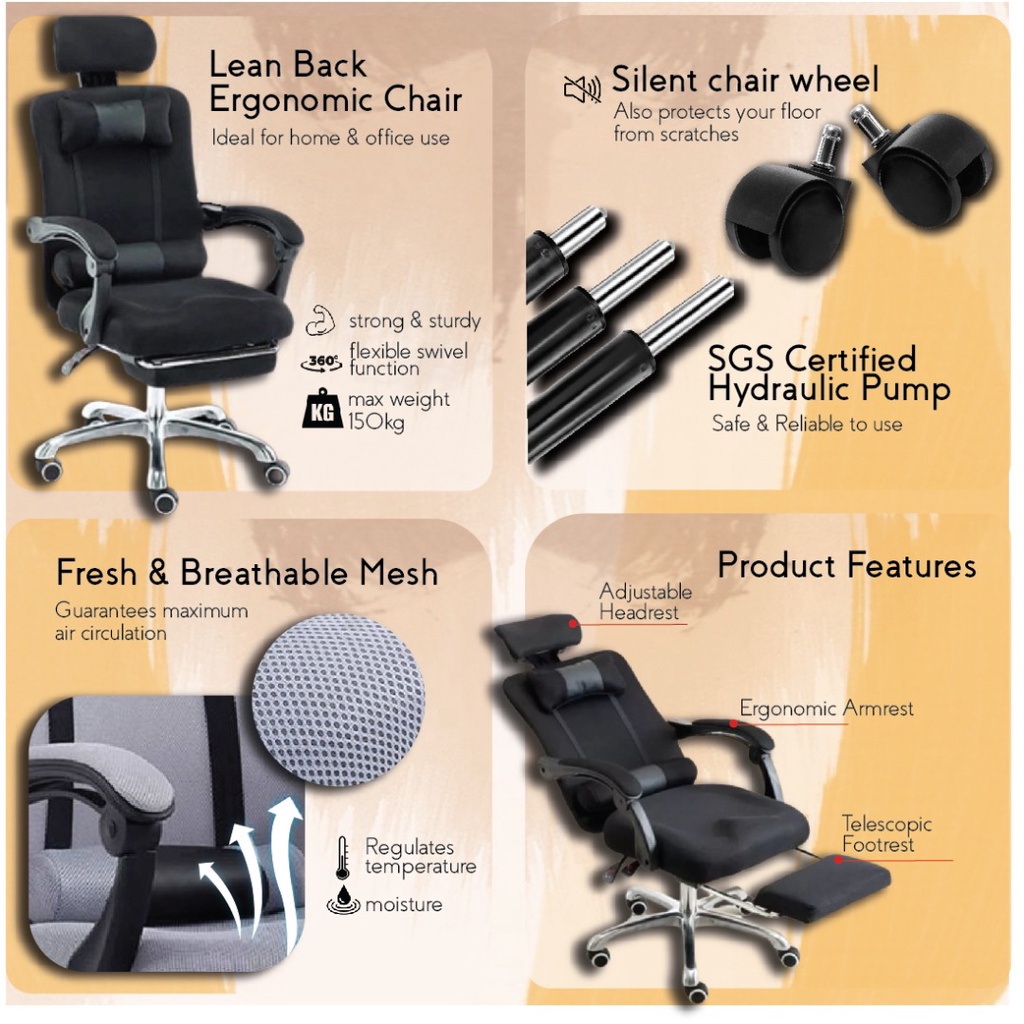 FINSSO: HIGH QUALITY Deluxe Office Chair with comfortable backrest