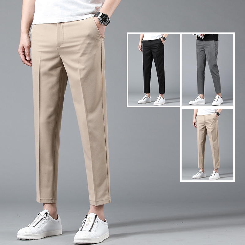 Suit pants, men's casual pants, cropped pants, men's pants | Shopee Malaysia