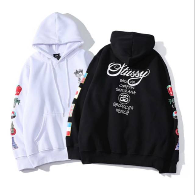 stussy flag hoodie