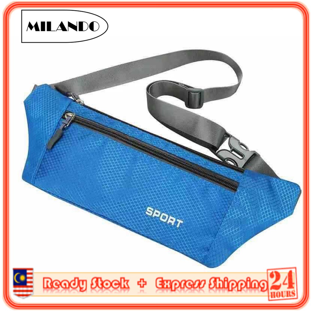 MILANDO Sport Waterproof Waist Bag Crossbody Sling Dry Bag Beg Pinggang Lelaki Bags (Type 7)