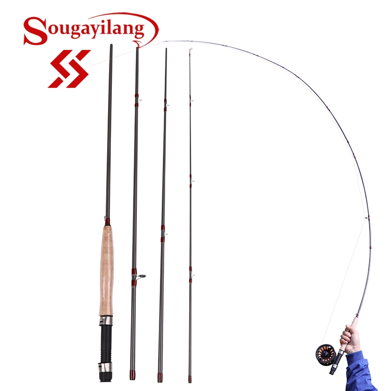 Sougayilang 2.7M 4 Section Fly Fishing Rod Soft Cork Handle Outdoor