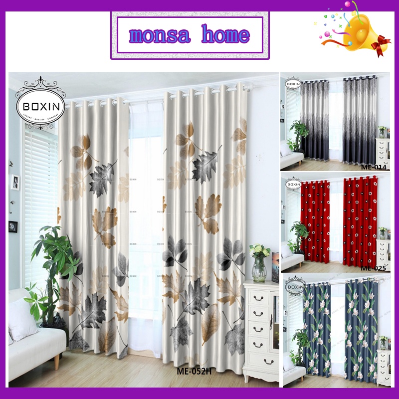 Printed Simple Modern Langsir Long Short Size Ring Hook Type Curtain