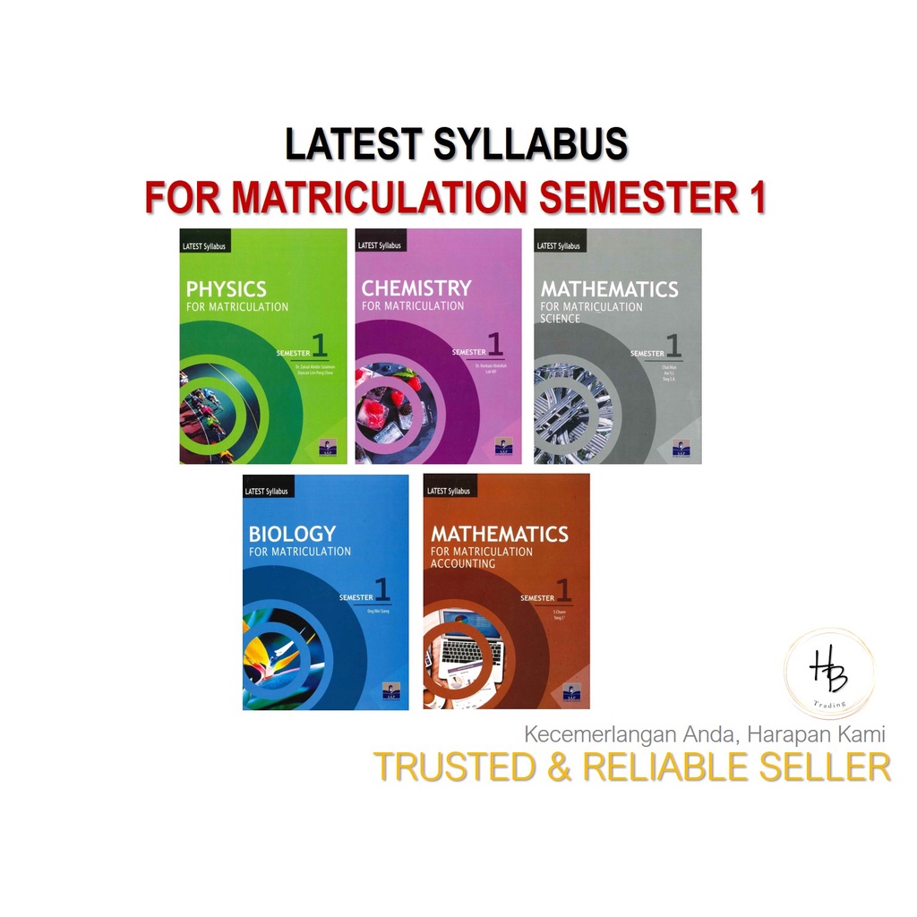 Latest Syllabus Books For Matriculation Semester 1 (2022) 