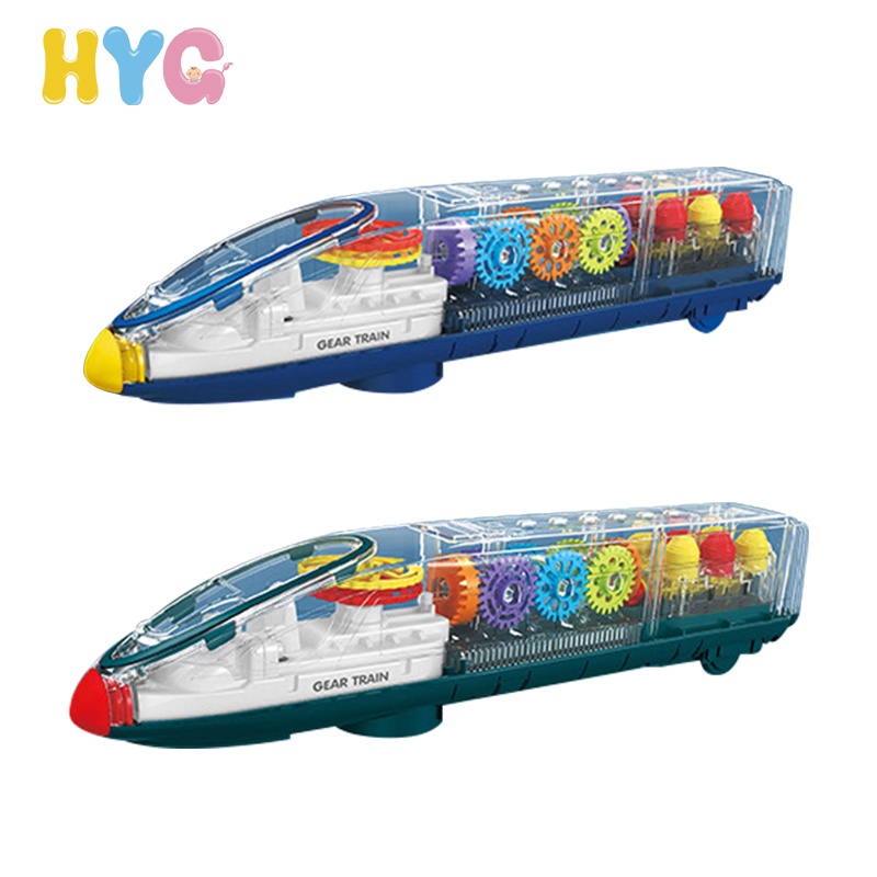 HYG Toys Electric Nniversal Transparent Gear Harmony Train Music Light High-Speed Rail Train Boy And Girl Toy Birthday Gift