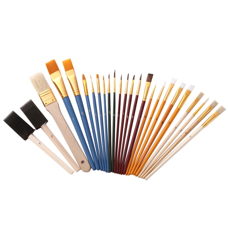 25 Pcs Painting Brush Set Nylon Hair Horse Hair Pig Hair Watercolor Acrylic  Gouache Oil Painting Brushes Student's and Artist's Painting Supplies |  Shopee Malaysia