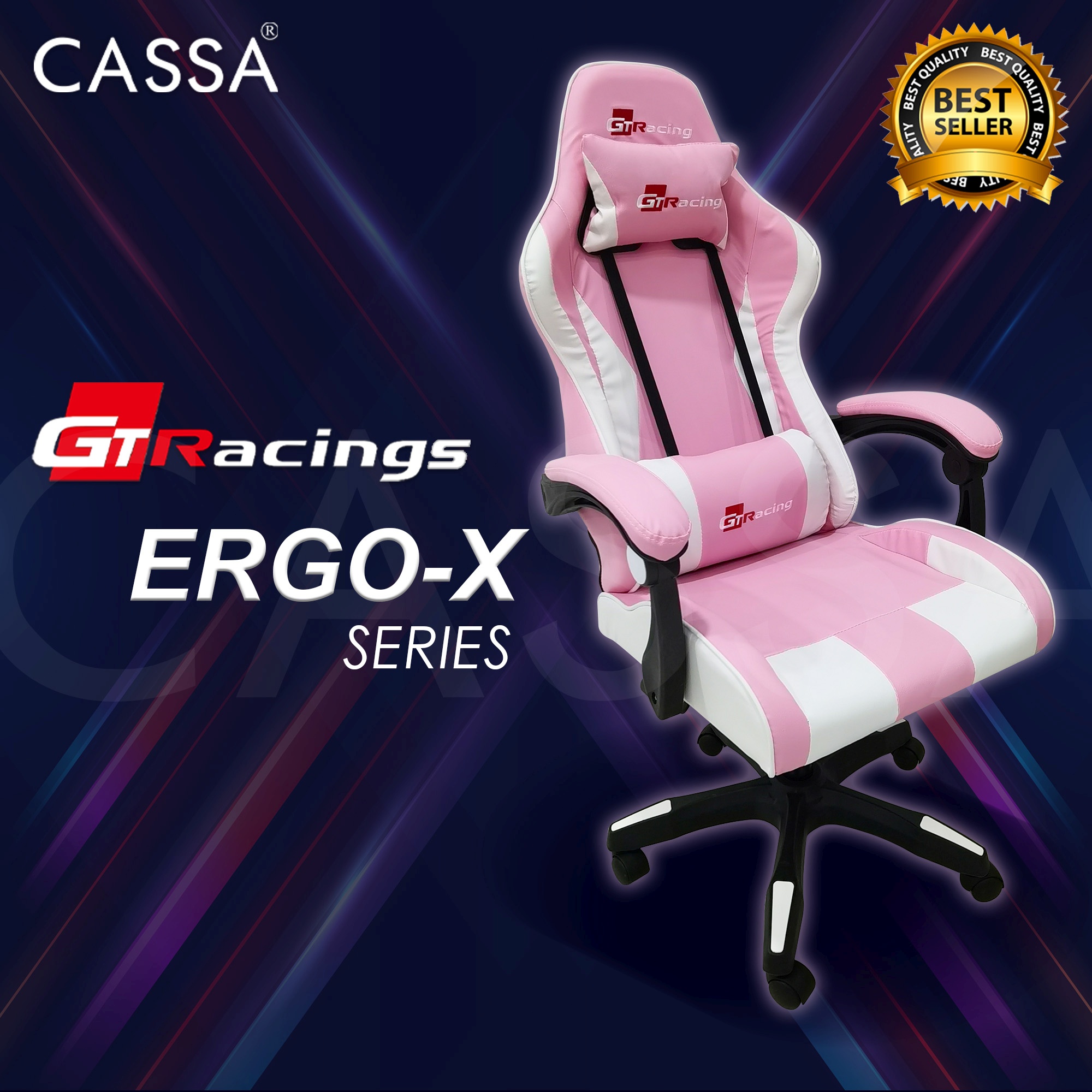 Cassa Gt Racing Ergo X Series Back Ergonomic Racing Style Adjustable Gaming Executive Office Chair Black Blue Pink Red Shopee Malaysia