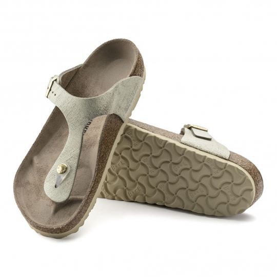 birkenstock gizeh washed metallic cream gold