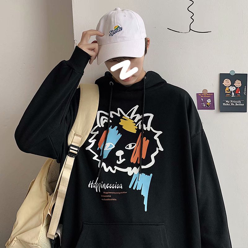 Cap T Boys Bristles Hooded Sweater Bf Printed Flower Hat T College T Tide Hooded Shirt 实拍帽t 帽t 男生刷毛连帽卫衣bf印花帽t 大学t潮牌连帽衫大学ｔ可单穿连身帽ｔ 抽绳帽ｔ 大学帽t 连帽卫衣