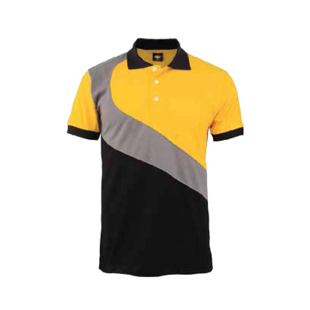 black and yellow polo shirt