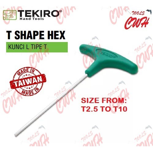 SIZE FROM T2.5 TO T10 TERIKO T SHAPE HEX (MADE IN TAIWAN) HEXANOGAL KEY T WRENCH