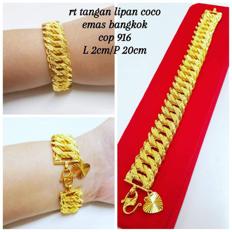 Rantai Tangan Lipan Coco Emas Bangkok Cop 916 Shopee Malaysia