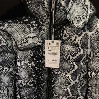 zara snakeskin puffer