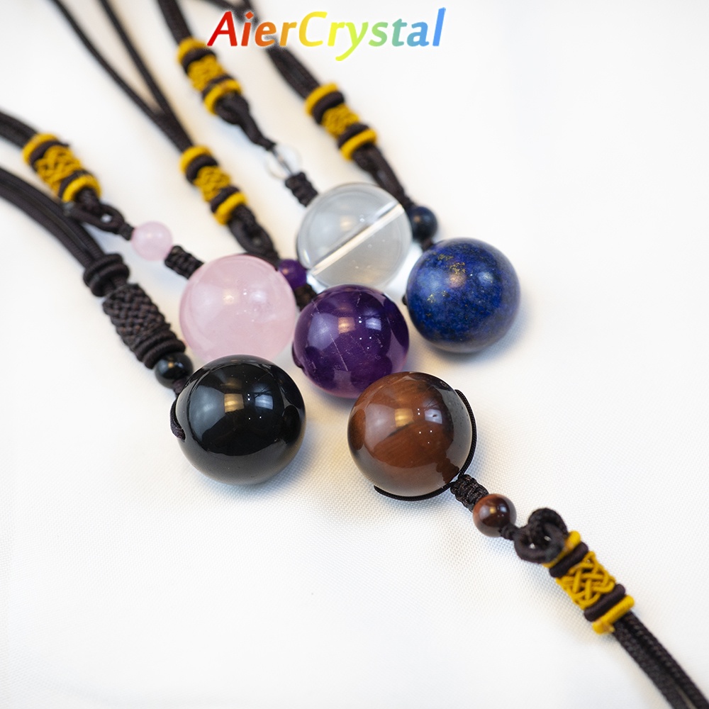 Natural Rough Crystal Ball Pendant Reiki Healing Stone Crystal Necklace