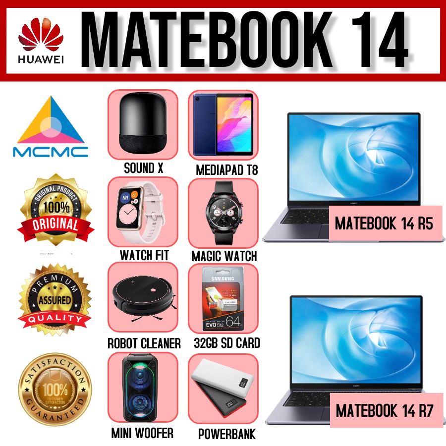 Huawei Matebook 14 R5 / R7 [16GB + 512GB SSD] / 100 Original Huawei