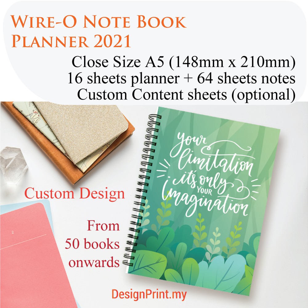 2022 WireO Planner Notebook Custom Print 50 books Shopee Malaysia