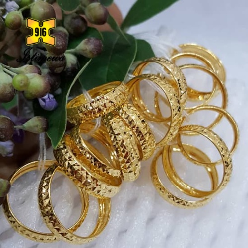 ISTIMEWA 916 Gold Hollow Rings~ Cincin Berongga Belah Rotan Emas 916