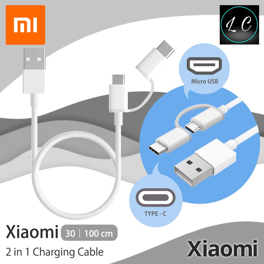 Xiaomi Original mi 2 in 1 Type-C and Micro USB Cable 30/100cm