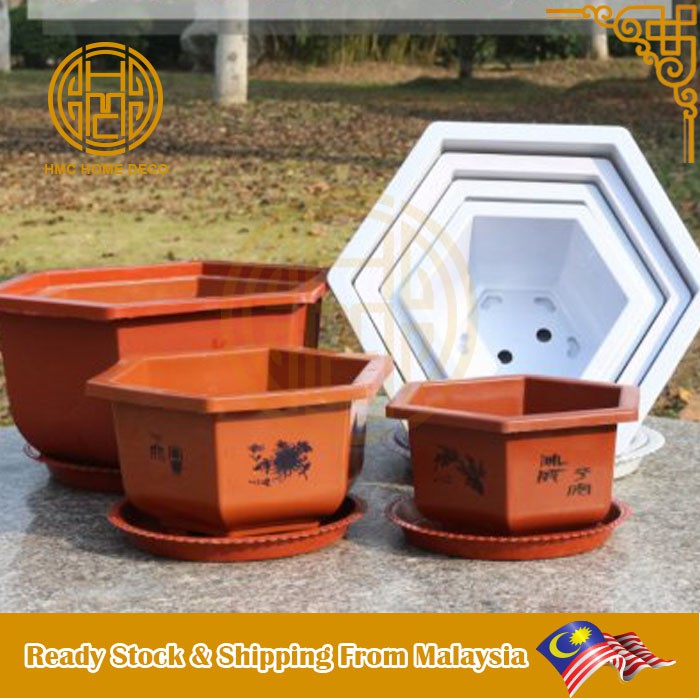HEXAGON BONSAI PLASTIC FLOWER POT WITHOUT SAUCER COLOR HEXAGON BONSAI PLASTIC FLOWER POT WITHOUT SAUCER COLOR