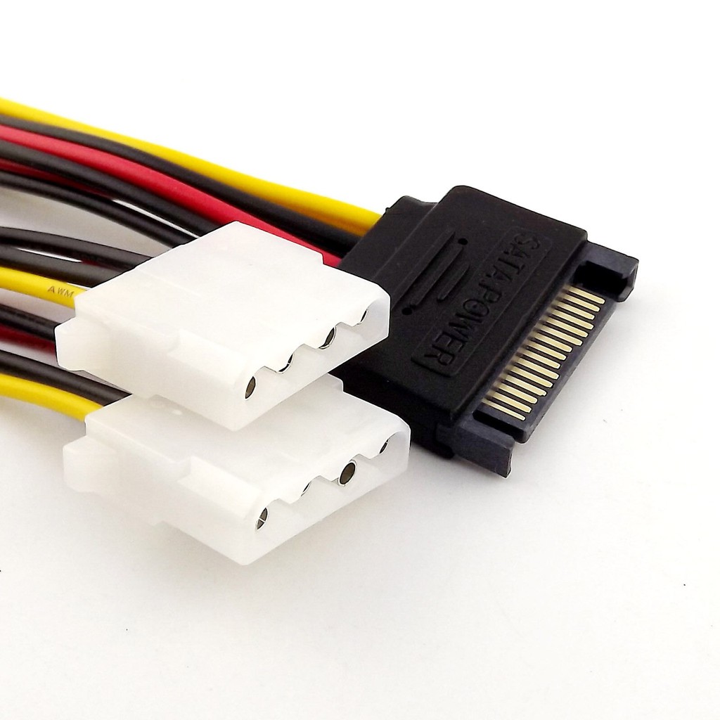 15 Pin SATA Male to 2 Female 4 Pin Molex Female IDE HDD Power Hard ...