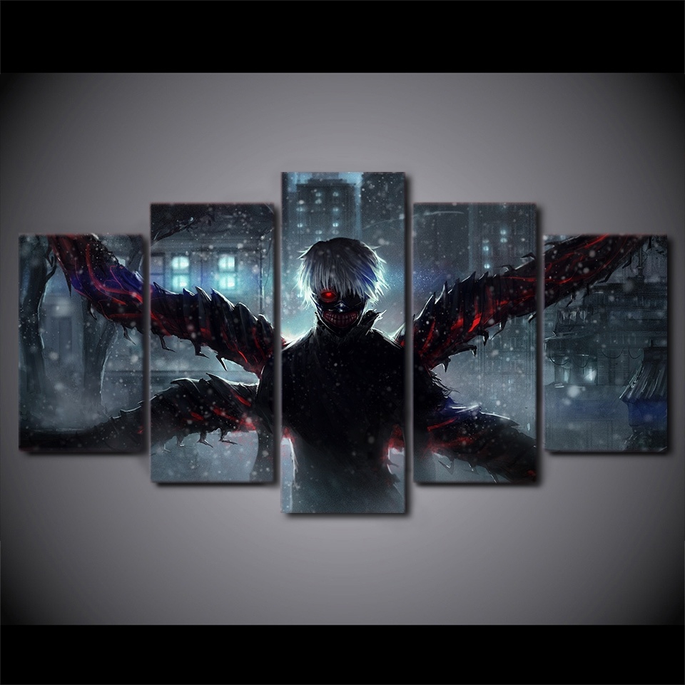 Unframed 5 Piece Canvas Art Hd Print Tokyo Ghoul Ken Kaneki Home Decor Painting Wall Pictures For Living Room Shopee Malaysia
