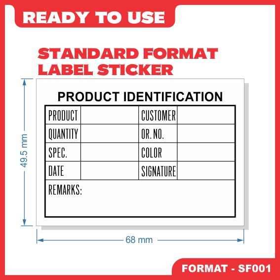 specification label sticker