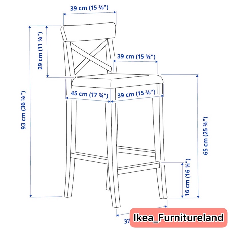 Preorder Ikea Furnitureland Ingolf Bar, Ingolf Bar Stool With Backrest White 29 1 8