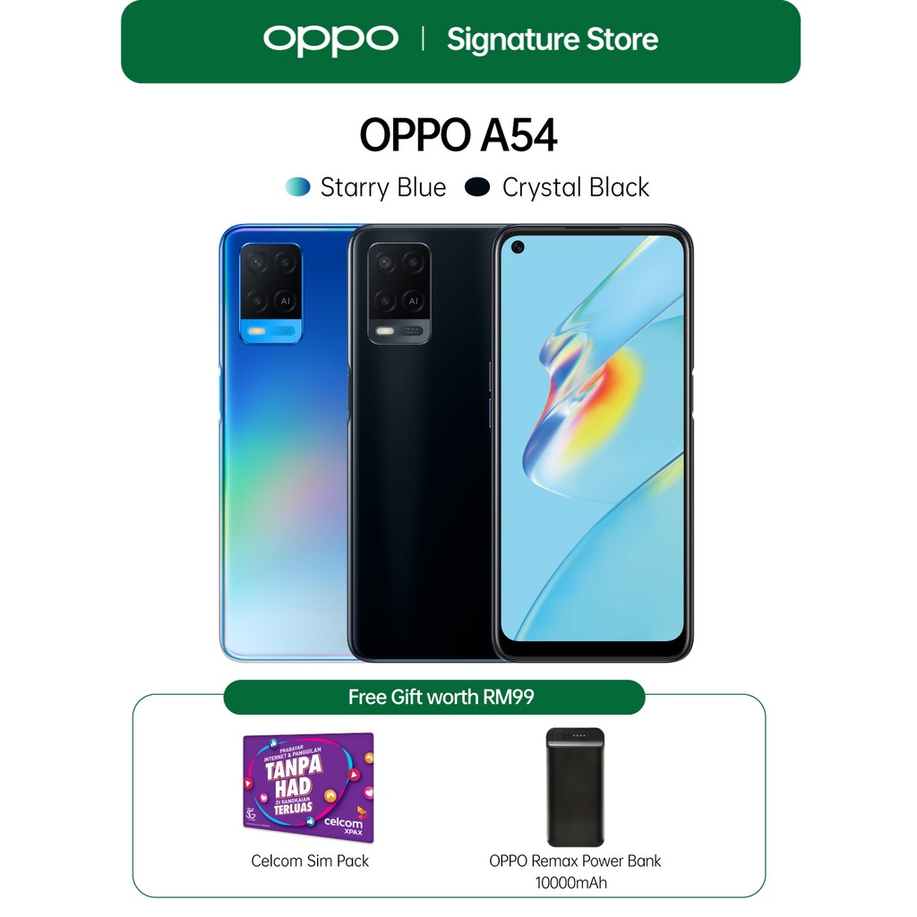 OPPO A54 Smartphone (4GB RAM + 128GB ROM/5000mAh Big Battery) | Shopee ...