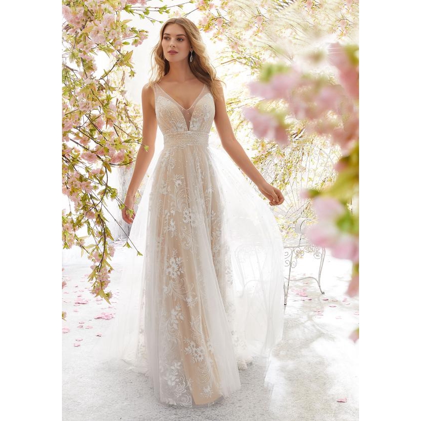 New Wedding Dress Hot B Neck Sleeveless Lace Wedding Dress Long