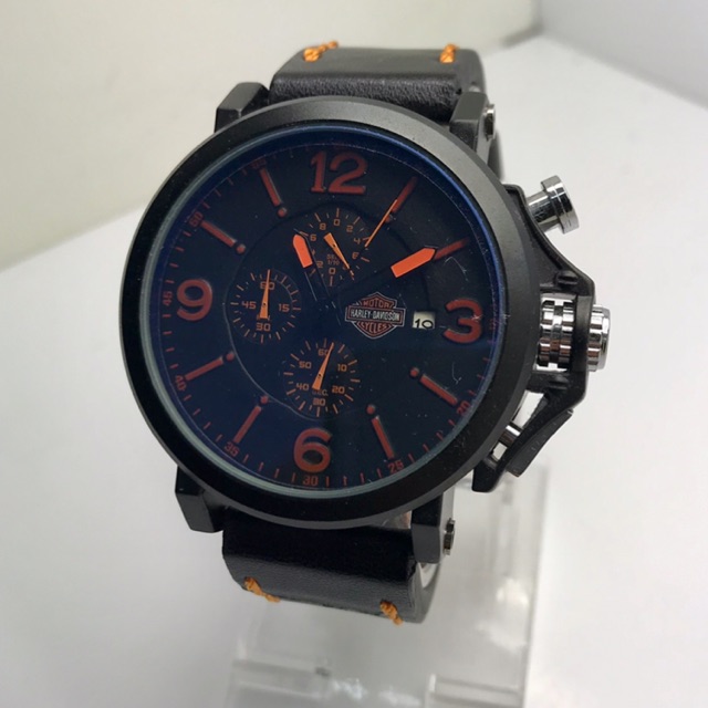 Harley Davidson Date Leather Strap Men S Watches Shopee Malaysia