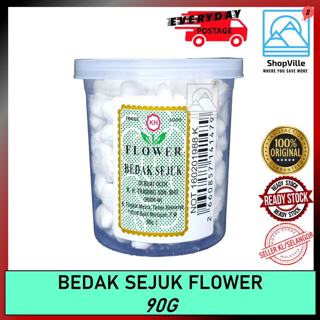 Kh Flower Bedak Sejuk Tradisional Batu Rice Powder Traditional 90g 100 Original