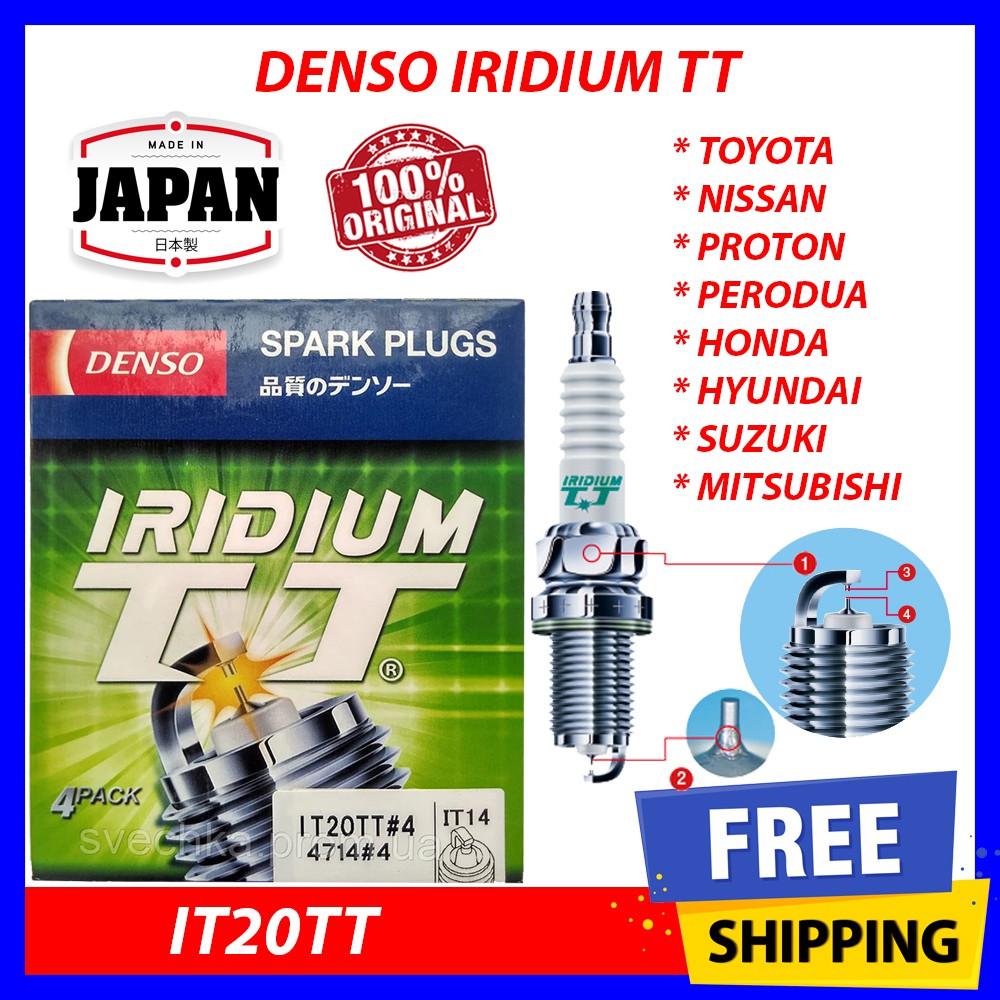 100 Original It20tt Denso Iridium Tt Spark Plug 4714 4pcs Proton Campro Flx Blm Persona Gen2 Preve Exora Focus It20 Shopee Malaysia