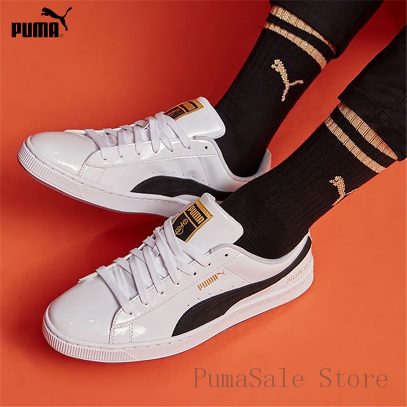 puma x bts basket patent trainers