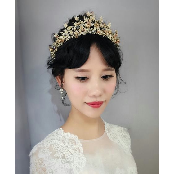 Baroque Gold Handmade Crystal Crown Korean Bride Hair Shopee