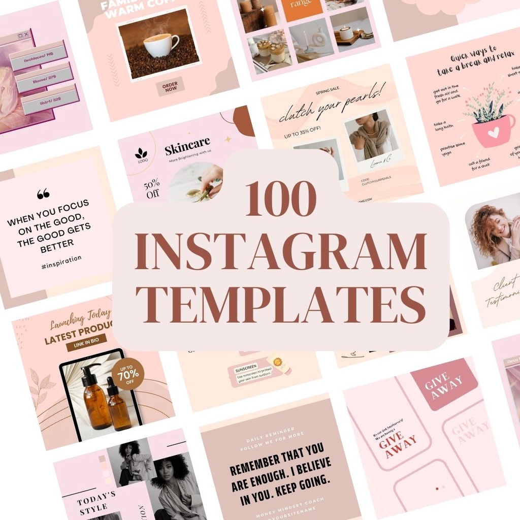 100 Instagram Templates | Blush Pink Templates | Instagram Feed ...