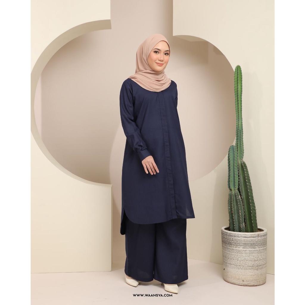 Luna Suit in Navy Blue (TOP & PANTS) | Shopee Malaysia
