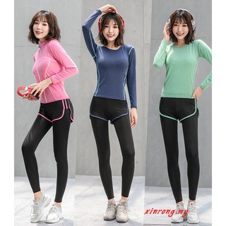 Women sports T-shirt quick dry Short-sleeve Gym yoga shirts black top  clothes | Shopee Malaysia