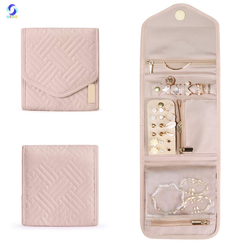 Travel Jewelry Organizer Roll Foldable Mini Jewelry Case Bag with