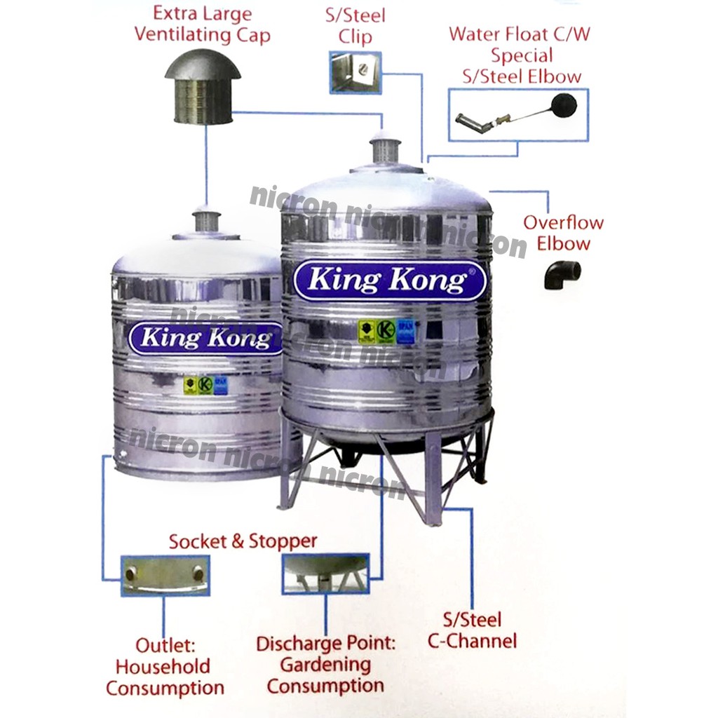 2 000l King Kong Stainless Steel Water Tank With Stand Shopee Malaysia