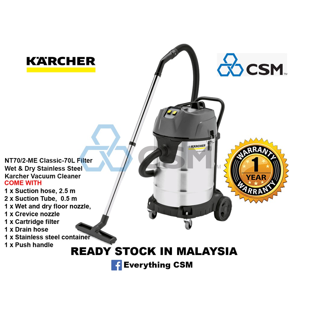 [CSM] Karcher NT70/2ME Classic70L Filter Wet & Dry Stainless Steel Vacuum Cleaner 2300W