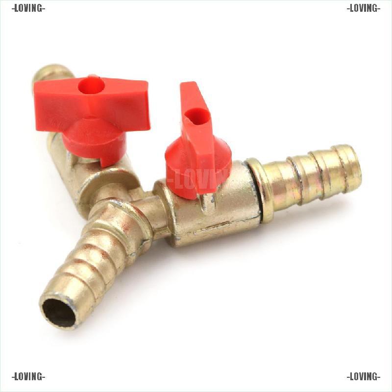 Essential Premium LOVING HOT 3 Way Tee Brass Y Shut off Ball Valve 3/8" 10mm Barb Fuel Gas Oil / Clamp