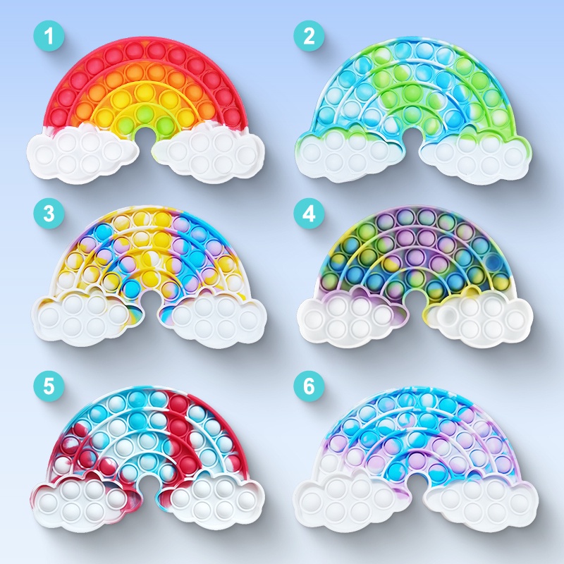 rainbow cloud pop it fidget toy