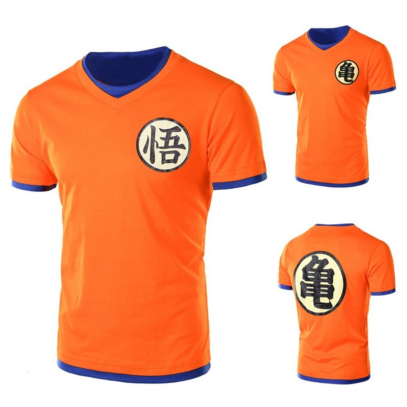 Mens Japanese Anime Goku Dragon Ball Z Orange Costume Short Sleeve