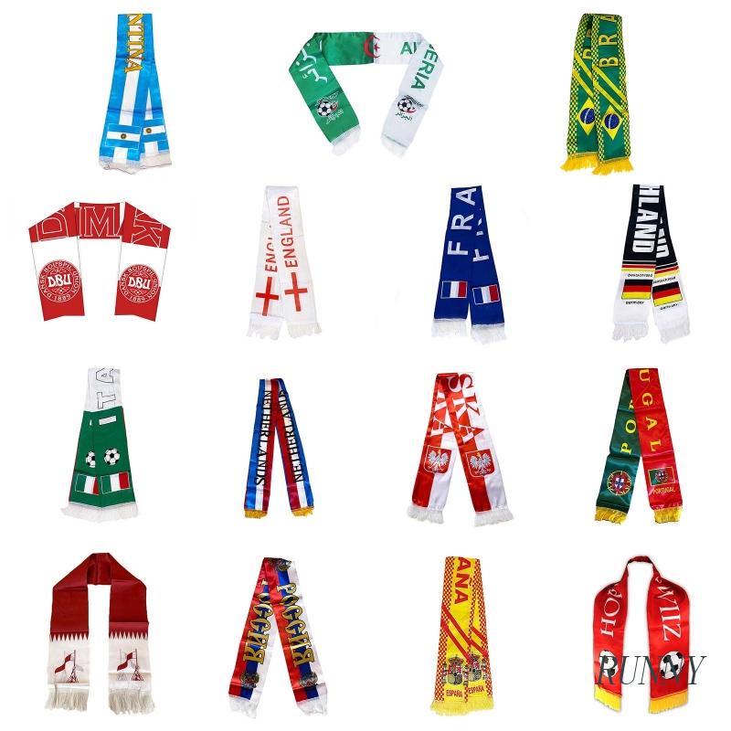 RUNNY World Cup Soccer Scarf Double-sided Printed Premium Polyester Scarf Soft Skin-friendly Comfortable Wear for Men Wo