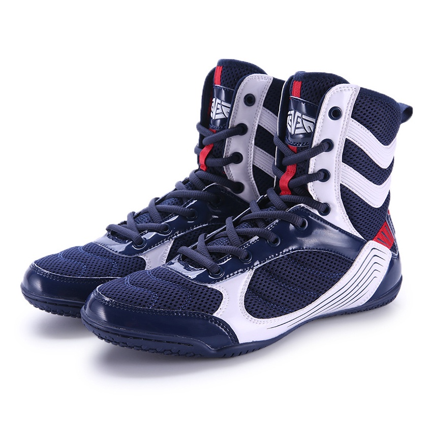 Mingsibo High Top Professional boxing Shoes Navy/White | Shopee Malaysia