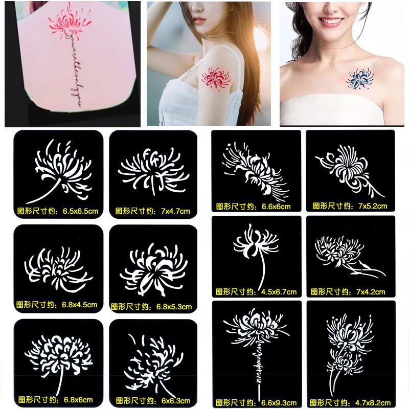 彼岸花手背花玫瑰镂空小纹身模板贴纸防水男女持久果汁刺青纹身贴 Shopee Malaysia