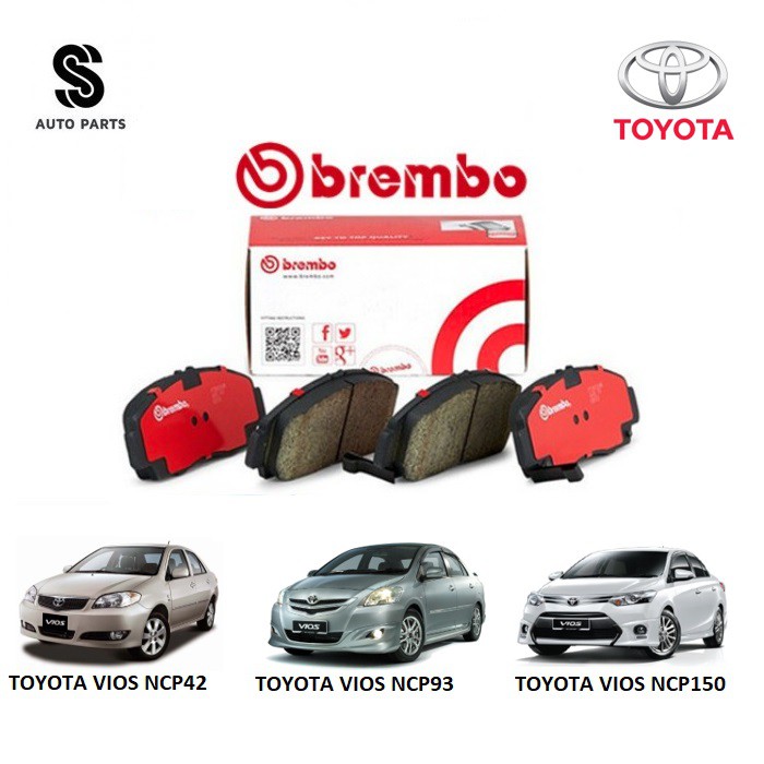 BREMBO 100 ORIGINAL ITALY BRAKE PAD TOYOTA VIOS NCP42 20022007