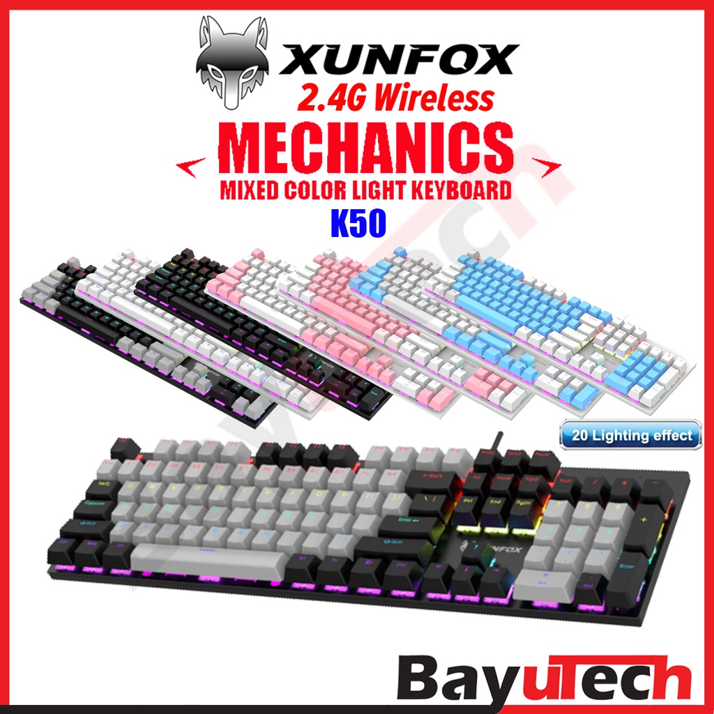 XUNFOX K50 Gaming Mechanical Keyboard USB Luminous Color Wired 104 keys ...